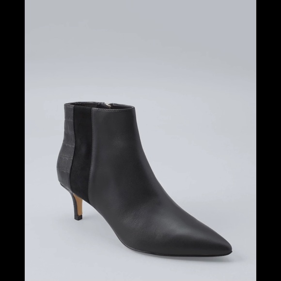 White House Black Market Shoes - WHBM - LEATHER LOW-HEEL ANKLE BOOTIE